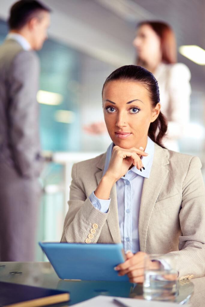 Businesswoman with touchpad